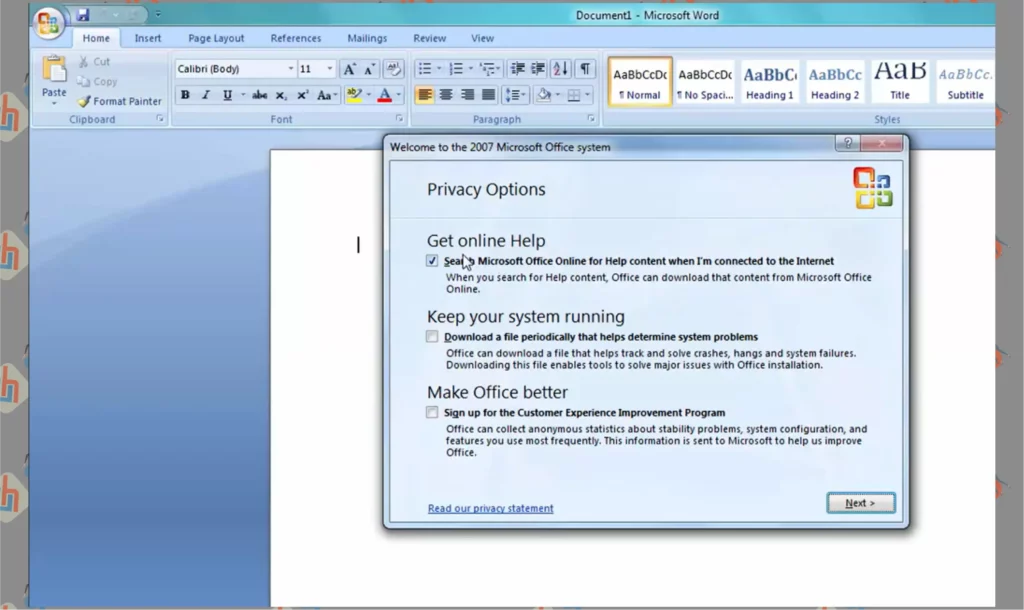 2 Tampilan Aplikasi Office Word - Microsoft Office 2007