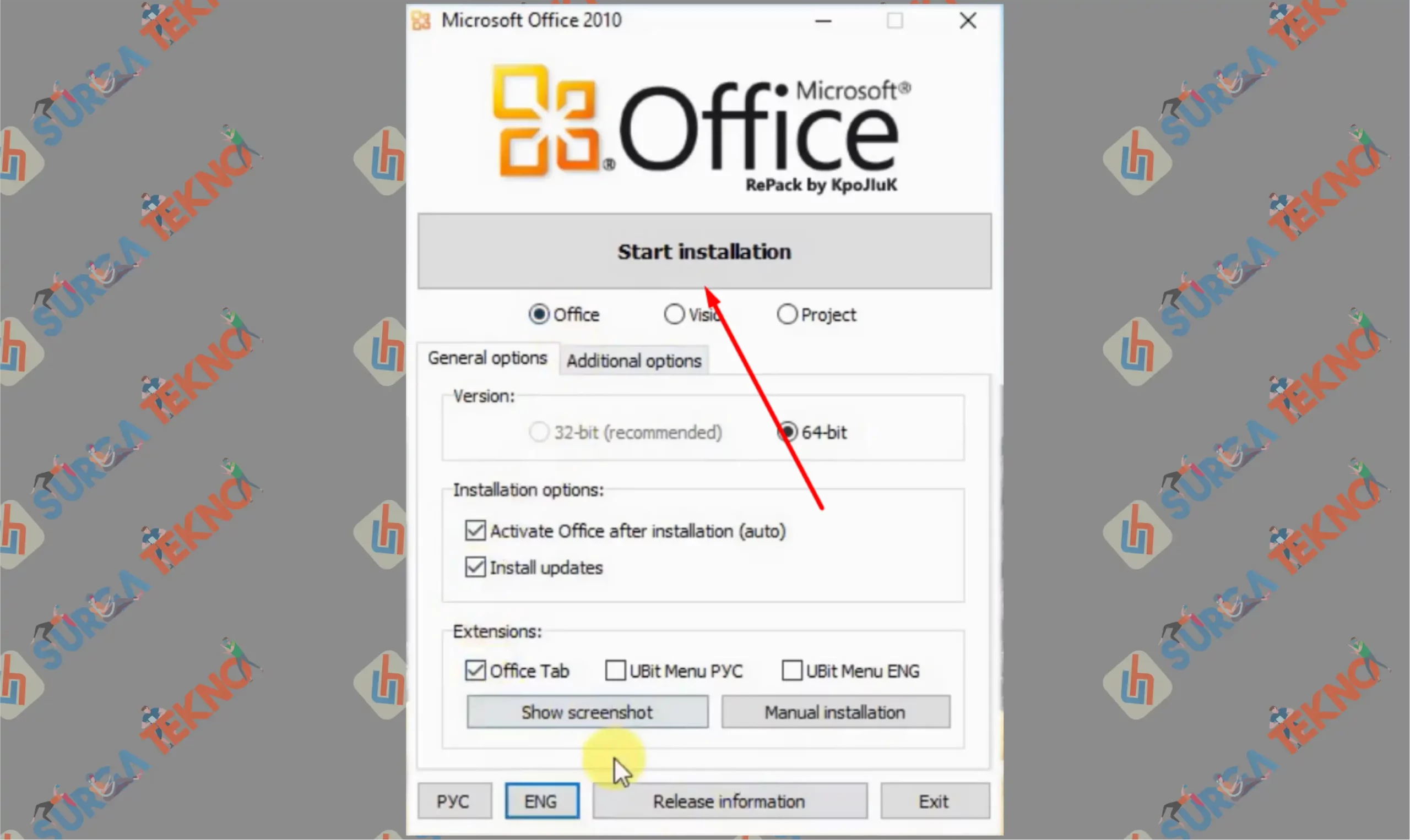 6 Ketuk Start Instalation - Cara Download dan Install Microsoft Office 2010
