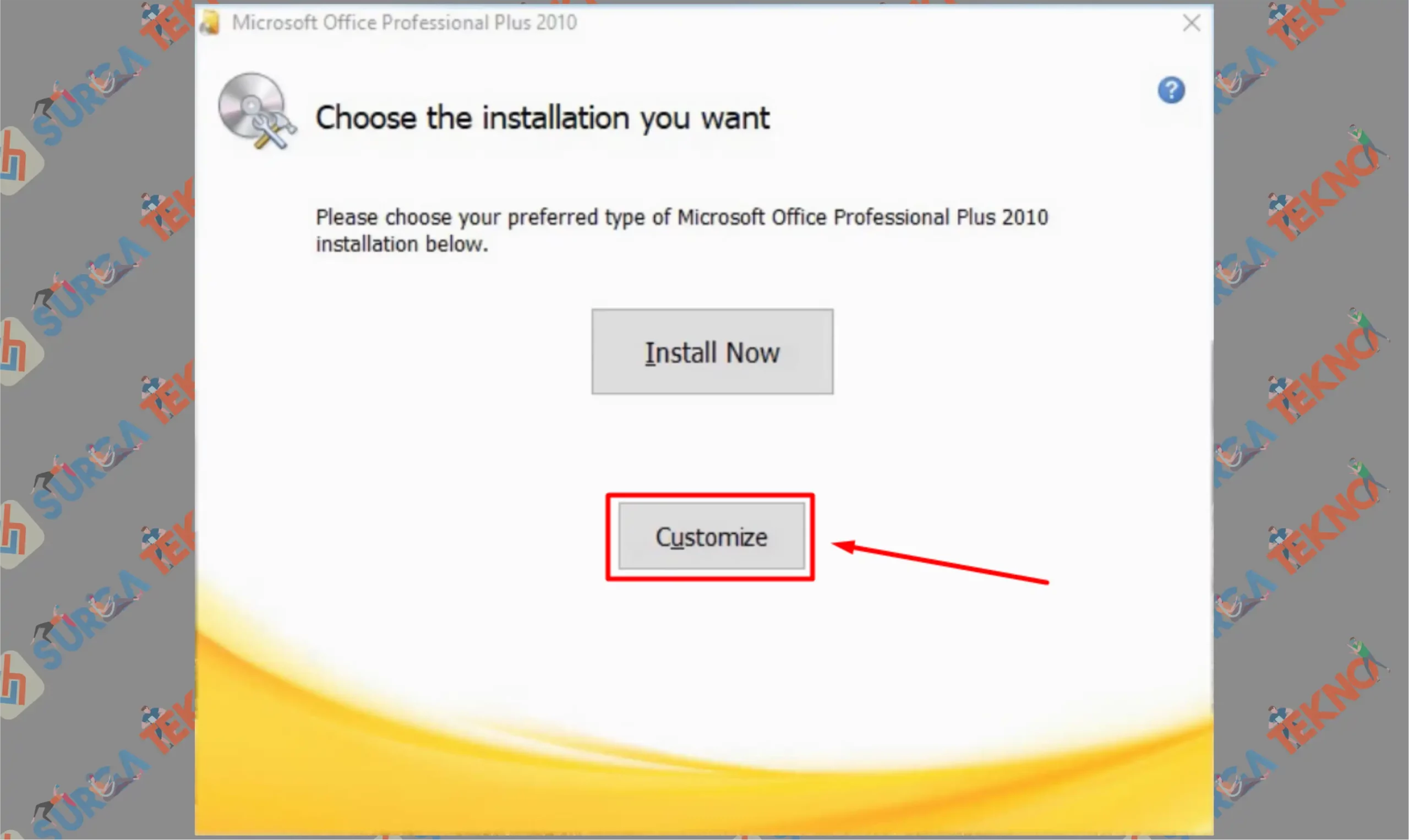 7 Pilih Customize - Cara Download dan Install Microsoft Office 2010