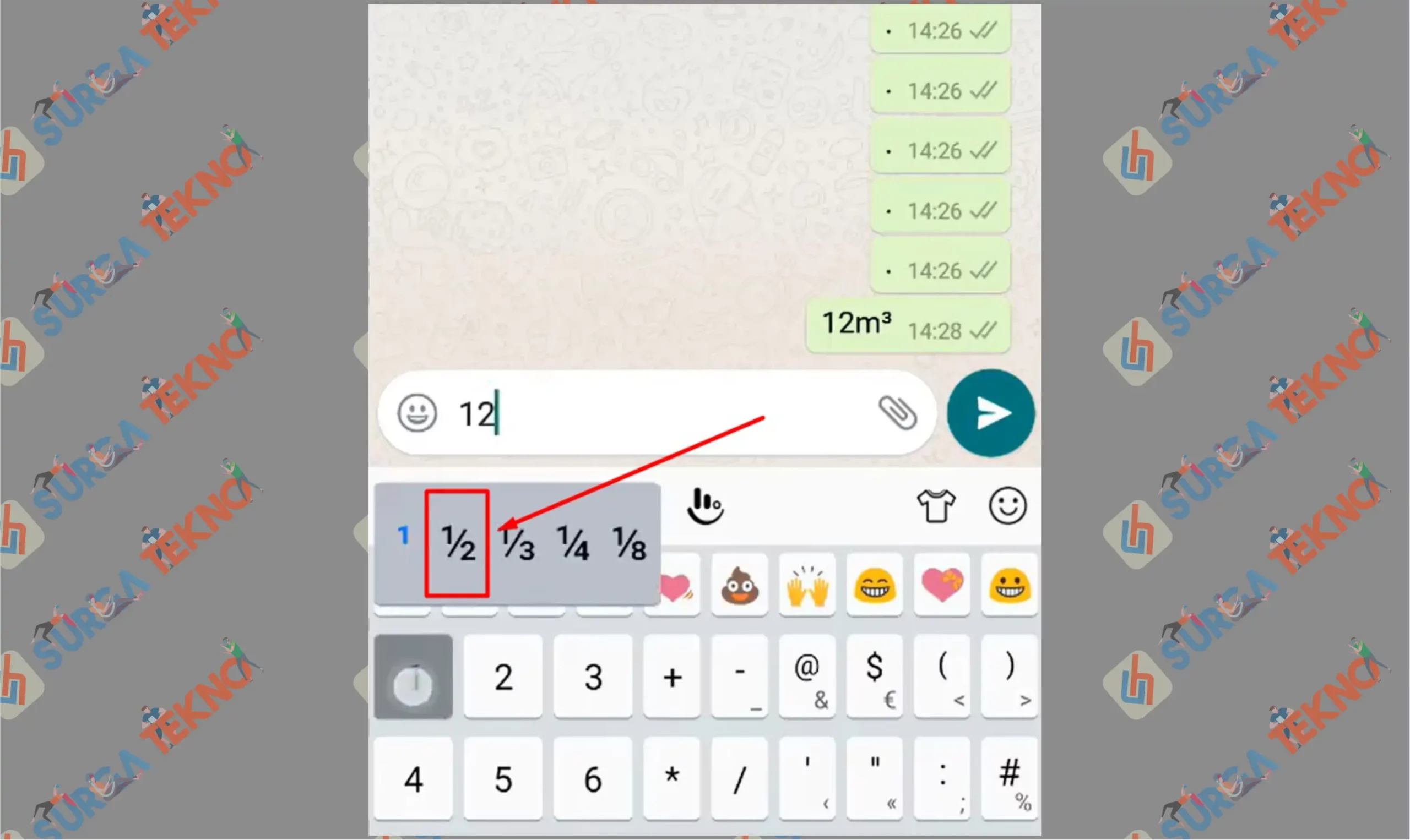 2 Pilih Angka Pecahan - Cara Membuat Angka Pecahan di WhatsApp