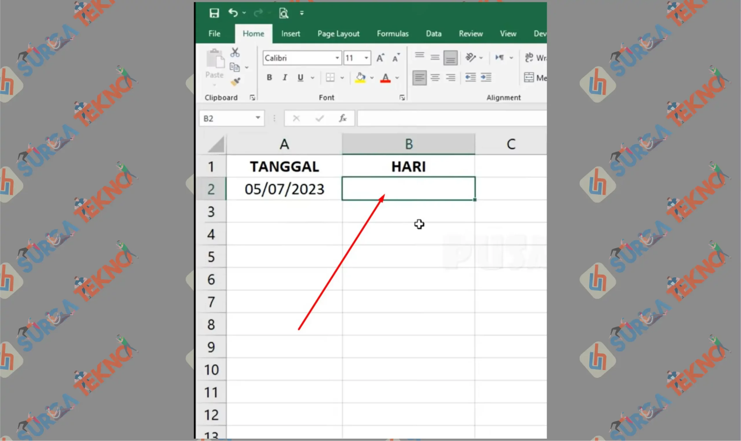 3 Pencet Kotak Hari - Cara Mengetahui Hari Berdasarkan Tanggal di Excel