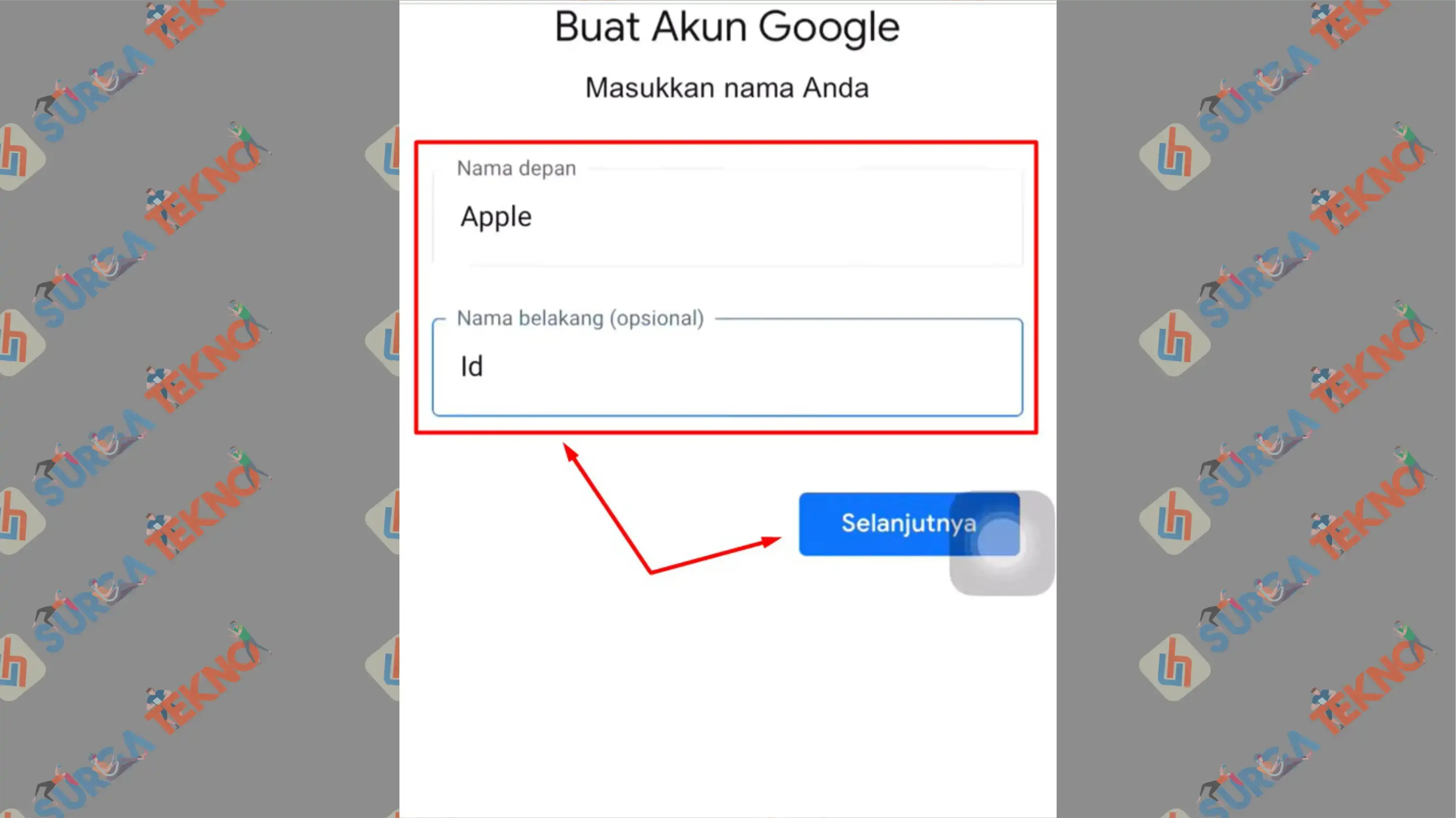 6 Ketikkan Nama - Cara Buat Gmail Baru Tanpa Verifikasi Nomor