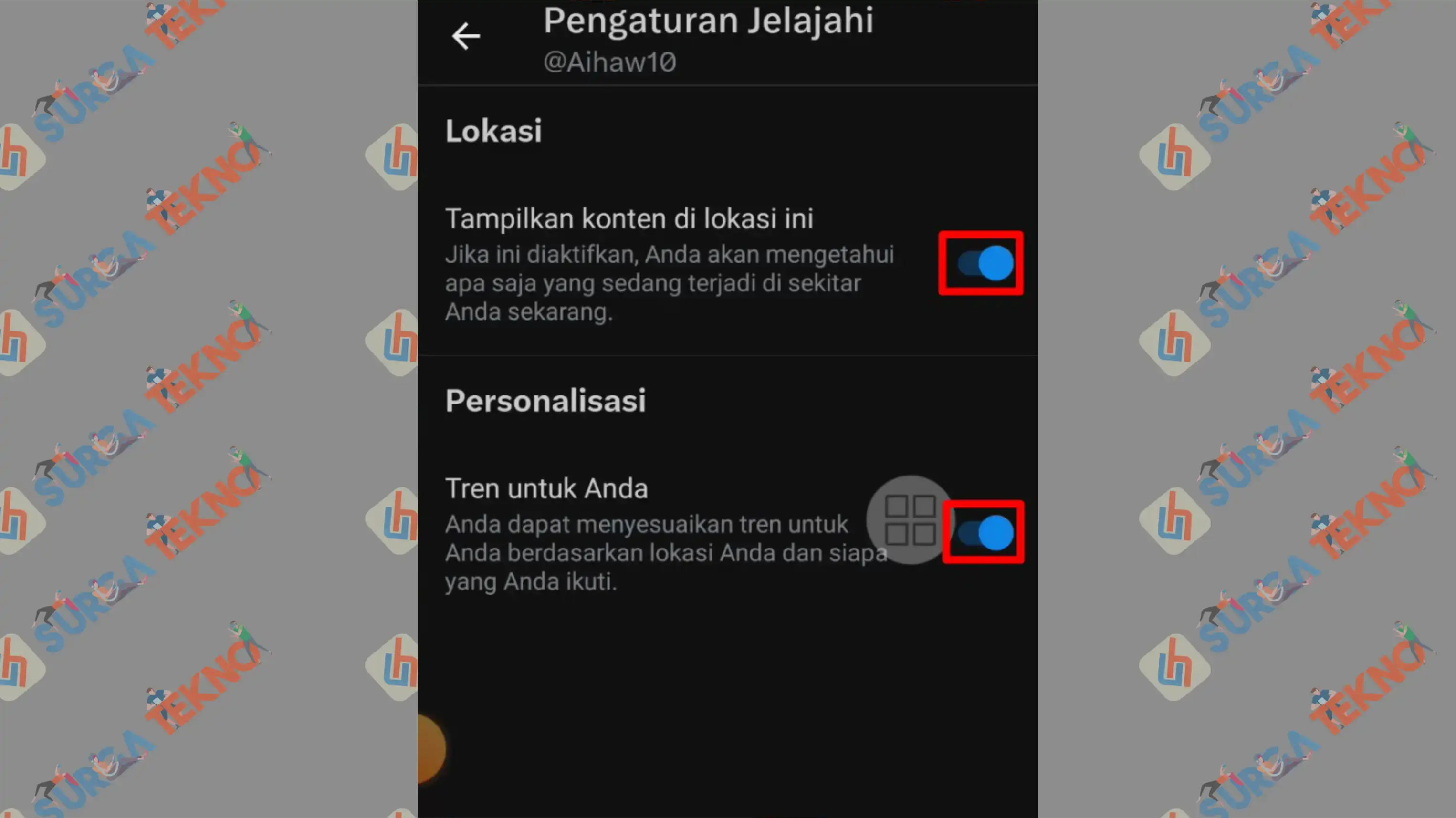 9 Tampilkan Lokasi dan Tren - Cara Melihat Konten Sensitif di X (Twitter)