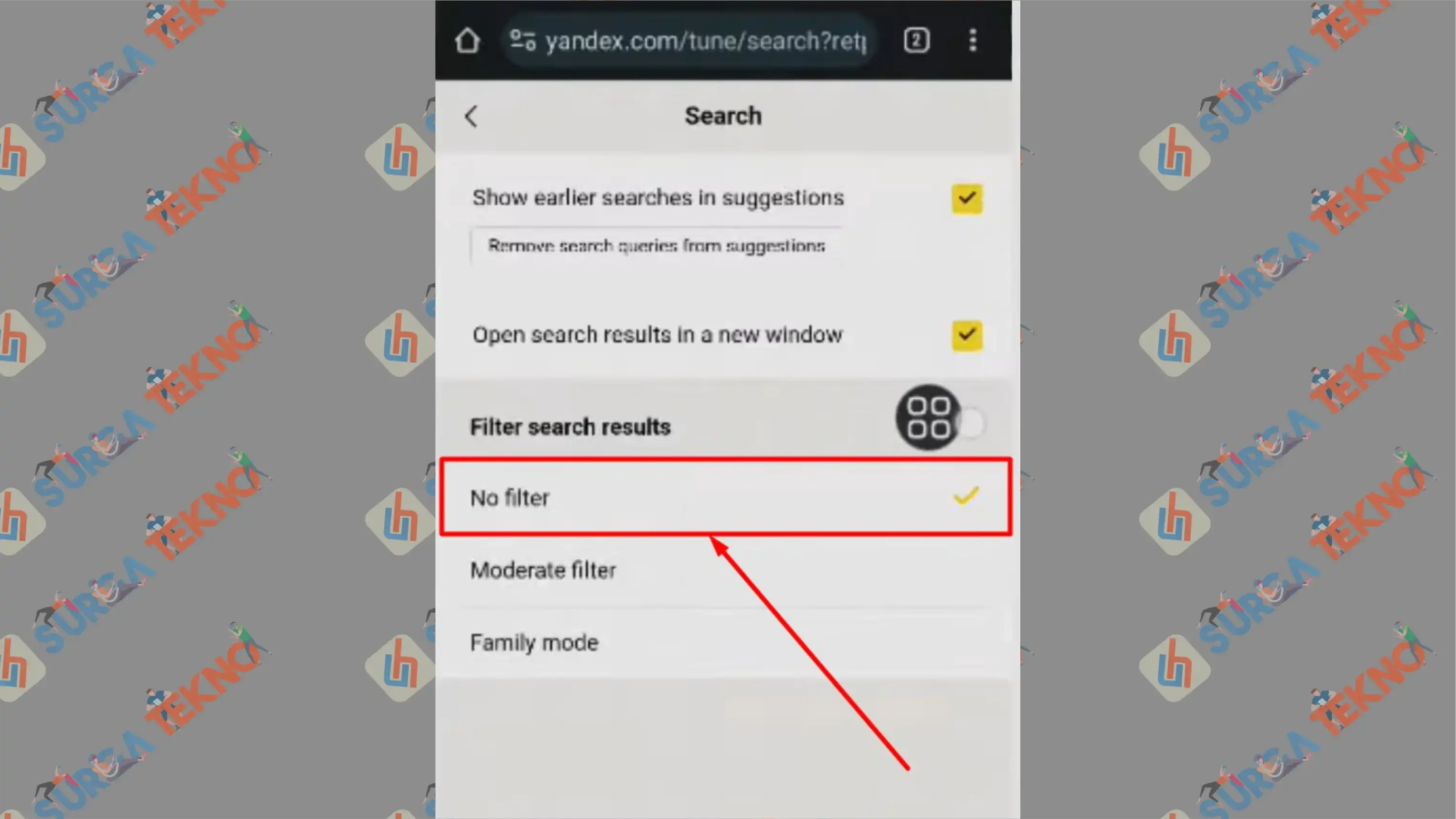 2 Ganti No Filter - Cara Megatasi Yandex Muncul Pencarian Aman Aktif (Tidak Ada Hasil Pencarian)