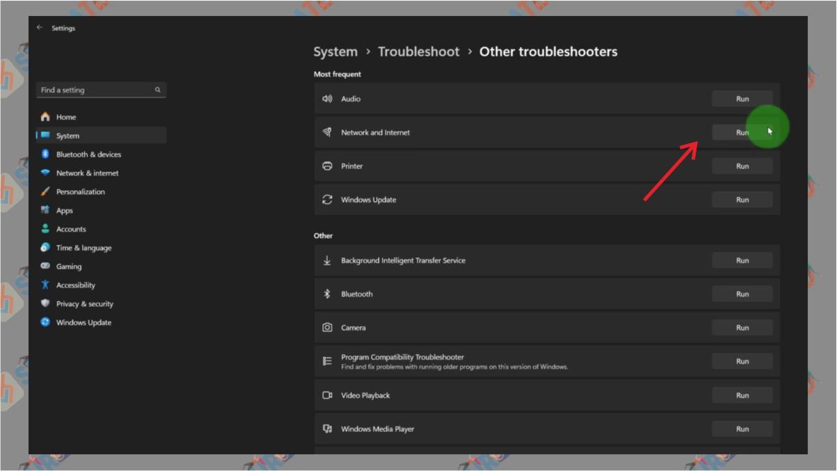 4 Jalankan Network & Internet Troubleshooter