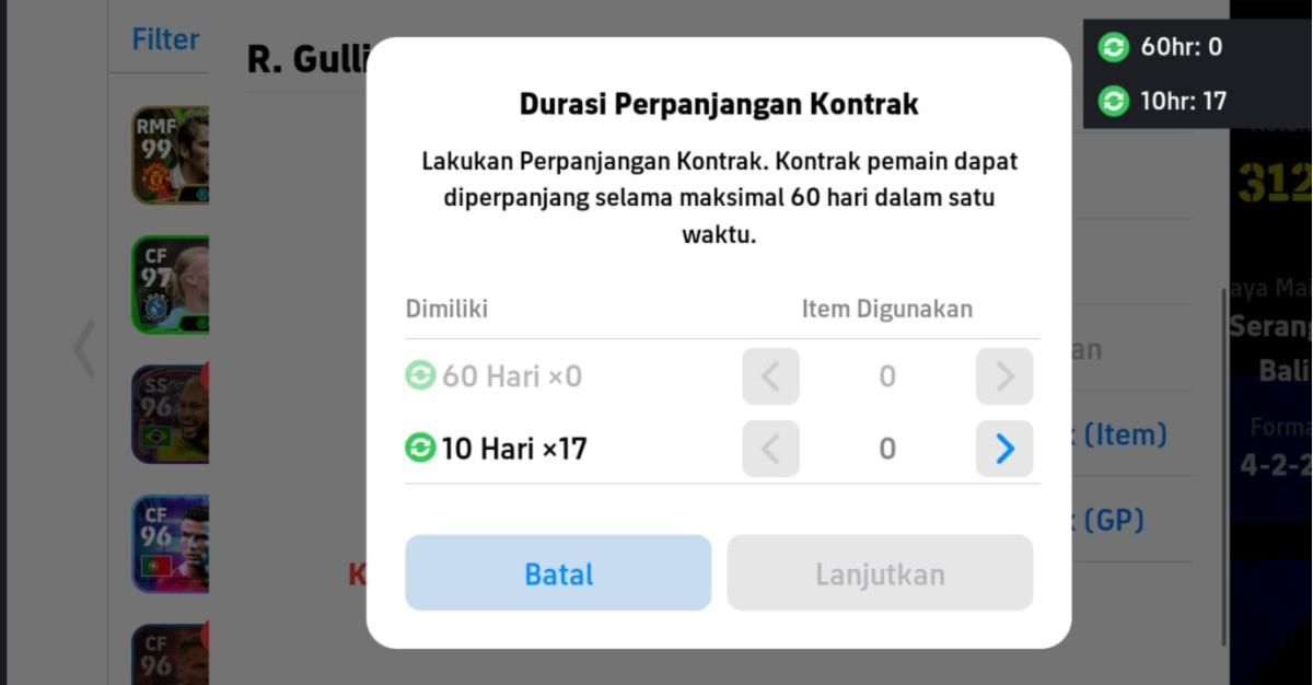 Cara Mendapatkan Item Perpanjangan Kontrak di eFootball 2024