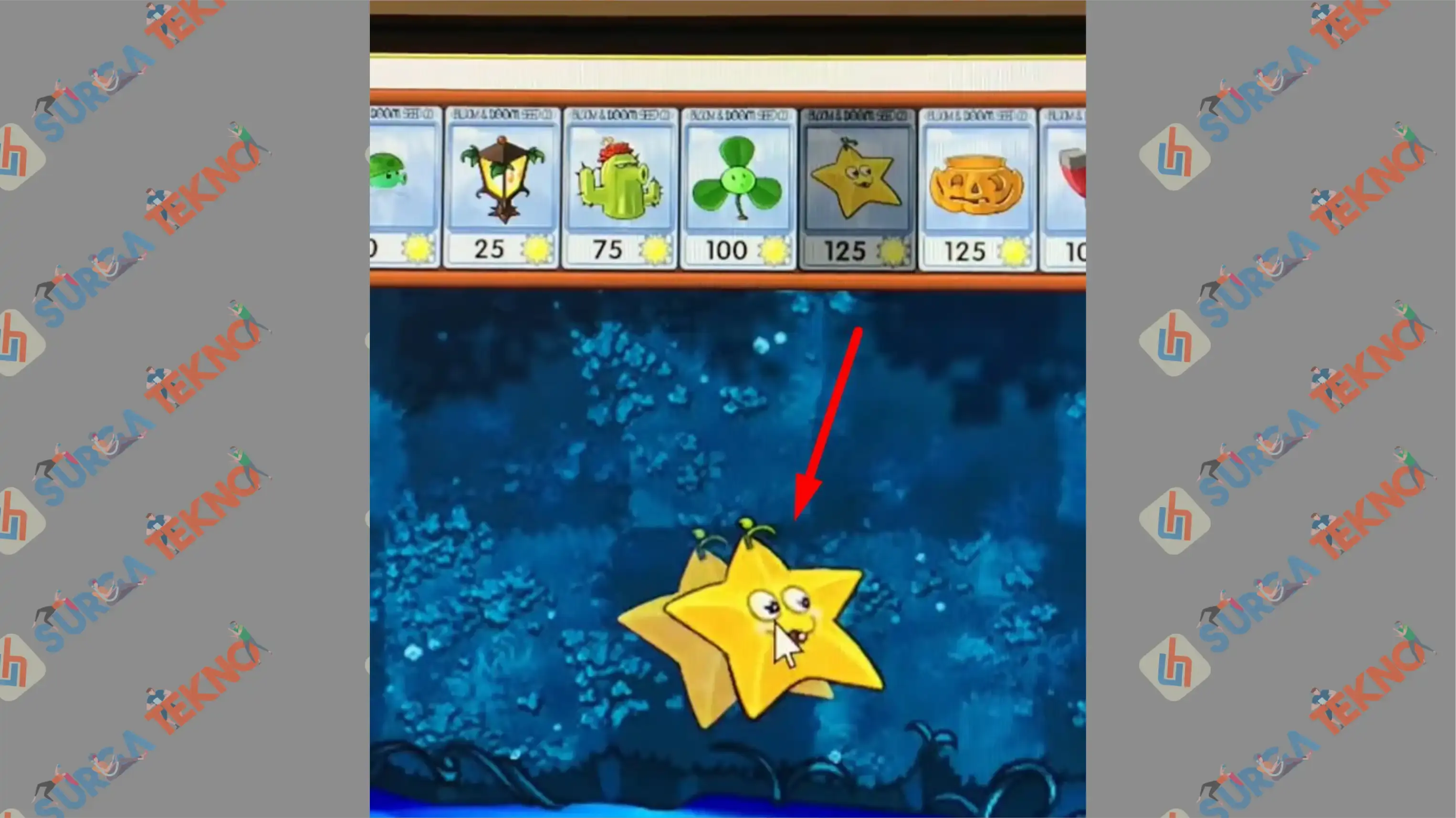 1 Letakkan Bintang - Cara Membuat King Bintang di Plants vs Zombie Fusion